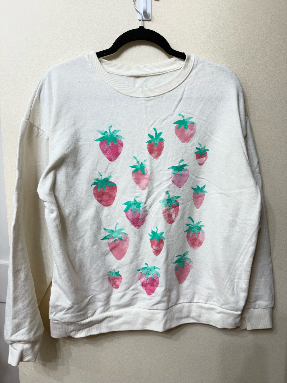 Vintage Strawberry Print Super Soft Sweatshirt Watercolor Cottage Preppy Boho